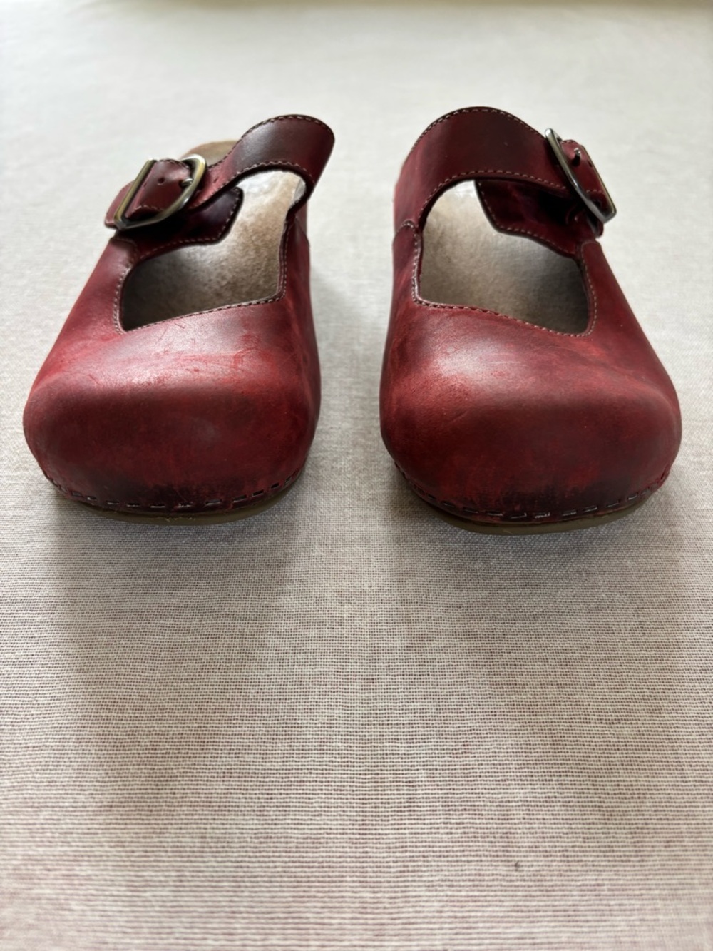 Dansko Women's Red Leather Mary Jane Clogs with Buckle Strap - Picture 5 of 13